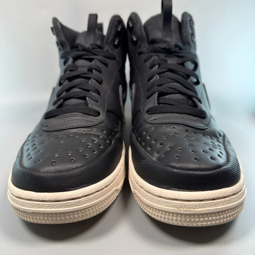 Nike Court Vision Mid Winter Mens 10.5 10 1/2 Sneaker Black White Leather Shoes